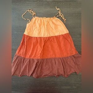BLUE RAIN ORANGE TIERED OMBRÉ TIE STRAP TUNIC TOP - Size Small SKU:53